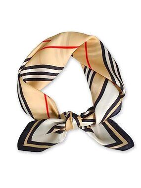 Silky Satin Scarf 21'' x 21" Square Silk Hair Head Scarf Beige Red Black & White